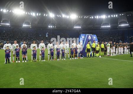 Roma, Italia. 16th Sep, 2024. Line up during the Serie A Enilive soccer match between SS Lazio and Hellas Verona at the Rome's Olympic stadium, Italy - Monday, September 16, 2024. Sport - Soccer. (Photo by Fabrizio Corradetti/LaPresse) Credit: LaPresse/Alamy Live News Stock Photo