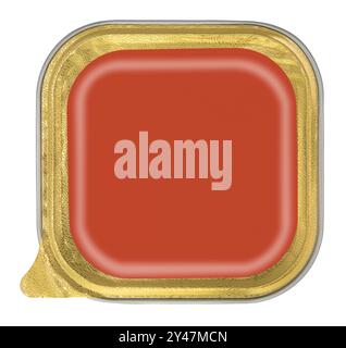 An Isolated Carton Or Tub Or Package Of Food With A Peel-Off Aluminum Foil Lid, Blank For Your Text Stock Photo