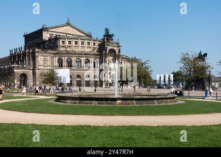 Semperoper Dresden Opera House Theaterplatz Square City Old Town District Altstadt Dresden Germany Stock Photo