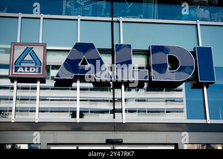 Sign ALDI logo Supermarket Germany Stock Photo