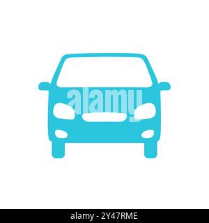 Car icon, Front view, Isolated on white background. From blue icon set. Stock Vector