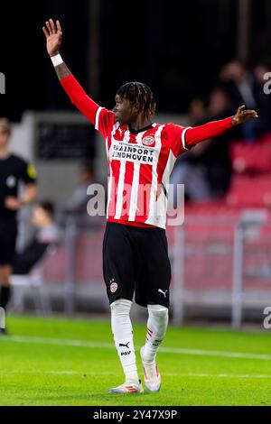 Eindhoven, Netherlands. 16th Sep, 2024. EINDHOVEN, NETHERLANDS - SEPTEMBER 16: Joel Ndala of Jong PSV reacts during the Dutch Keuken Kampioen Divisie match between Jong PSV and ADO Den Haag at PSV Campus de Herdgang on September 16, 2024 in Eindhoven, Netherlands. (Photo by Joris Verwijst/Orange Pictures) Credit: dpa/Alamy Live News Stock Photo