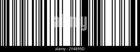 Monochrome bar code seamless pattern. Simple vector illustration. Binary bg with irregular thin and thick vertical lines Stock Vector
