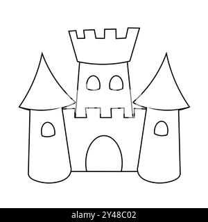 Sandcastle on the beach happy childhood hobby building vector illustration on white background, Sand Castle vector illustration. Sand House. Stock Vector