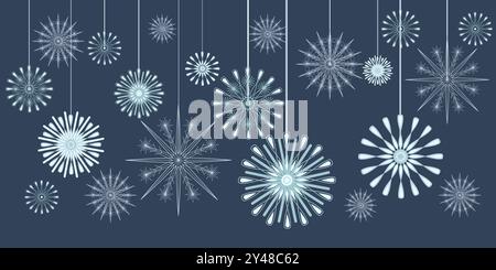 Banner with snowflakes, decoration for Christmas and new year. Vector illustration Stock Vector