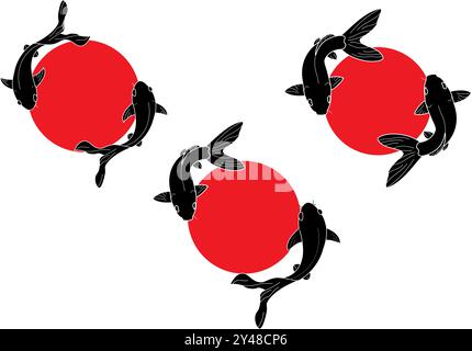 koi fish set of logo design concept of koi fish vector illustration Stock Vector