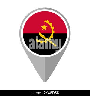 Angola Flag on Location Pin Stock Vector