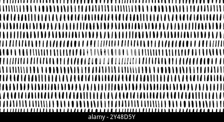 Small dash in row pattern vector. Minimalist dash pattern, small black stripe elements repeat design isolated on white background Stock Vector