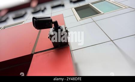 IP CCTV camera install by have water proof cover to protect camera with home security system concept. Stock Photo