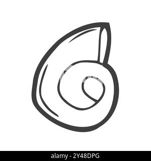 Sea shell on white background vector illustration. Doodle style. Design icon, print, logo, poster, symbol, decor Stock Vector