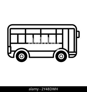 bus icon or modern line symbol. Vector line art and icon design with bold outline. Black and white Pixel Perfect minimalistic symbol isolated white ba Stock Vector