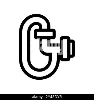 pipe icon or modern line symbol. Vector line art and icon design with bold outline. Black and white Pixel Perfect minimalistic symbol isolated white b Stock Vector