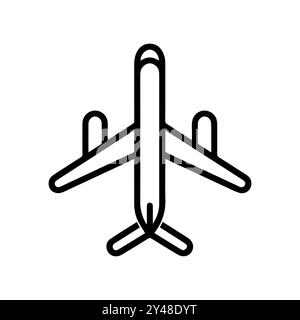 plane icon or modern line symbol. Vector line art and icon design with bold outline. Black and white Pixel Perfect minimalistic symbol isolated white Stock Vector