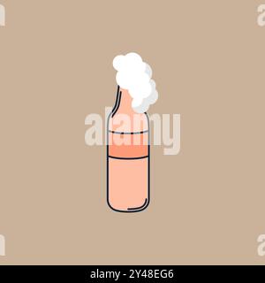 Bottle vector icon. Drink with foam vector icon. Vector icon of foamy beer in a bottle vector. Glass bottle in flat vector style. Vector illustration. Stock Vector