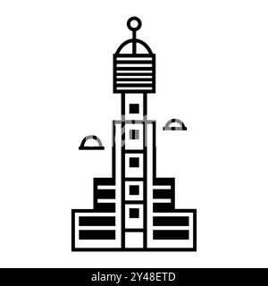 tower icon or modern line symbol. Vector line art and icon design with bold outline. Black and white Pixel Perfect minimalistic symbol isolated white Stock Vector