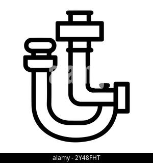 pipe icon or modern line symbol. Vector line art and icon design with bold outline. Black and white Pixel Perfect minimalistic symbol isolated white b Stock Vector