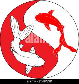Fish, Koi, Yin Yang abstract animal logo. Hipster wild animal print for for T-shirts and other apparel. Icon Difference - Fish, Koi, Yin Yang Stock Vector