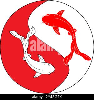 Koi fishes in the form of a symbol of Yin and Yang vector Stock Vector