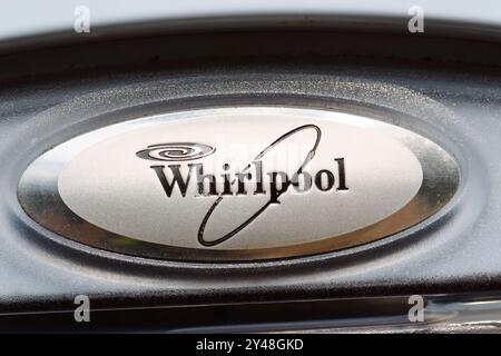 Whirlpool badge on a washing machine Stock Photo