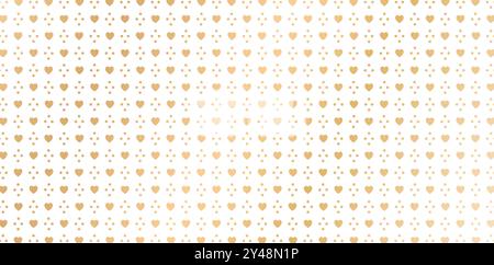 Seamless pattern with hearts shape polka dots gold colors on a white backgrounds for patterned fills, webs pages, surface textures, books covers Stock Vector