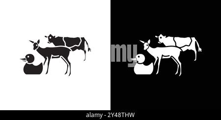 Animal husbandry icon Black line art vector in black and white outline set collection sign Stock Vector
