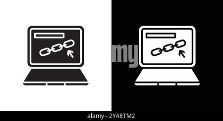 Backlink icon Black line art vector in black and white outline set collection sign Stock Vector
