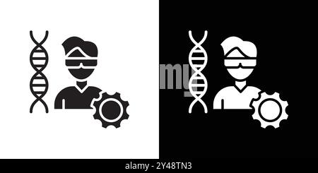 Biomedical engineer icon Black line art vector in black and white outline set collection sign Stock Vector