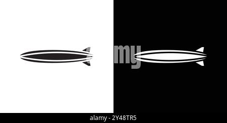 Airship icon Black line art vector in black and white outline set collection sign Stock Vector