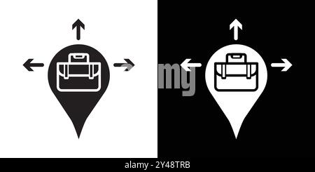 Business expansion icon Black line art vector in black and white outline set collection sign Stock Vector