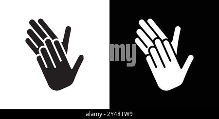 Clapping hand icon Black line art vector in black and white outline set collection sign Stock Vector