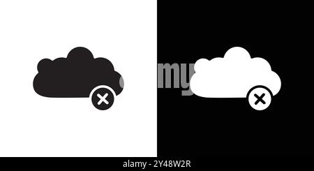 cloud sync disable icon Black line art vector in black and white outline set collection sign Stock Vector