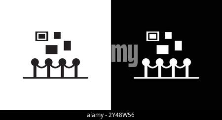 Exhibit icon Black line art vector in black and white outline set ...
