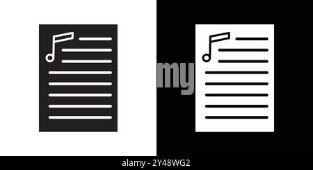 Lyrics icon Black line art vector in black and white outline set collection sign Stock Vector