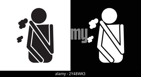 Nausea icon Black line art vector in black and white outline set collection sign Stock Vector