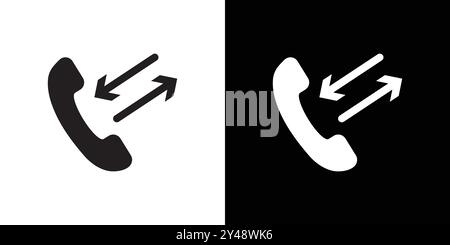 incoming outgoing calls icon Black line art vector in black and white outline set collection sign Stock Vector