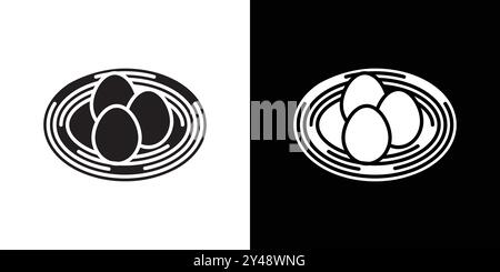 Nest icon Black line art vector in black and white outline set collection sign Stock Vector