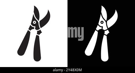 pruner icon Black line art vector in black and white outline set collection sign Stock Vector