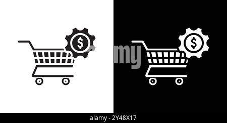 Procurement icon Black line art vector in black and white outline set collection sign Stock Vector