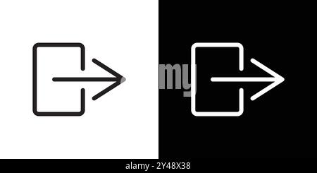 Logout icon Black line art vector in black and white outline set collection sign Stock Vector