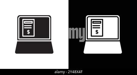Subscription Model icon Black line art vector in black and white outline set collection sign Stock Vector