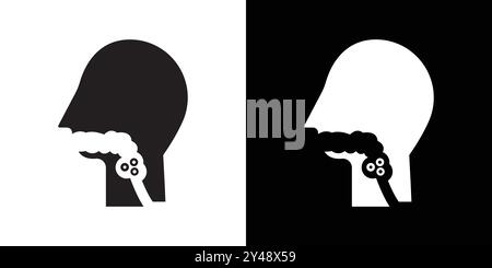Swallowing reflex icon Black line art vector in black and white outline set collection sign Stock Vector