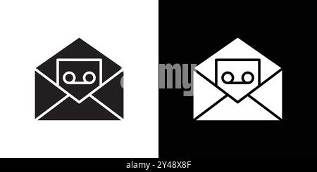 Voicemail icon Black line art vector in black and white outline set collection sign Stock Vector