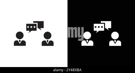 Person conversation icon Black line art vector in black and white outline set collection sign Stock Vector