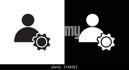 User Management Icon Black line art vector in black and white outline set collection sign Stock Vector