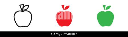Apple icon vector line logo mark or symbol set collection outline style Stock Vector