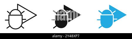 Debug icon vector line logo mark or symbol set collection outline style Stock Vector