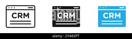 CRM icon vector line logo mark or symbol set collection outline style Stock Vector