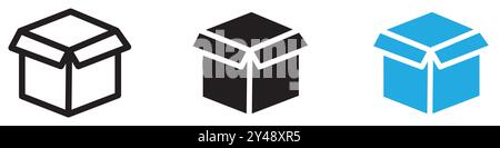 Boxes icon vector line logo mark or symbol set collection outline style Stock Vector