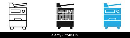 Copy Machine Icon vector line logo mark or symbol set collection outline style Stock Vector