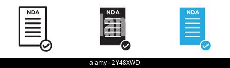 NDA icon vector line logo mark or symbol set collection outline style Stock Vector